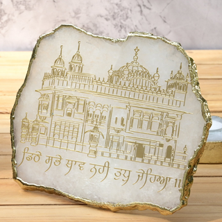 Agate Golden Temple Electroplated Border With Stand