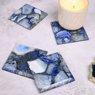 Blue Agate Coaster Set