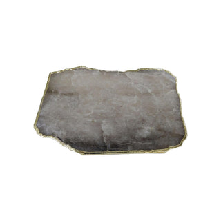 Smoky Quartz Cheese Board with Gold Trim