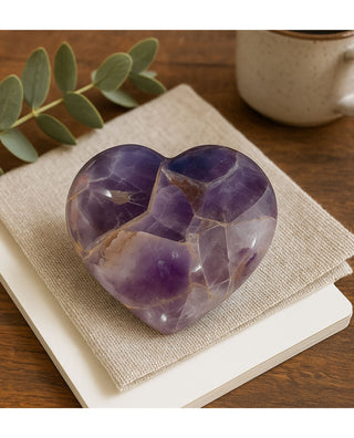 Amethyst Heart Palm Stone 2 Inch