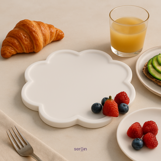 Floral White Marble Platter Serving Board