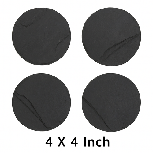 Black Slate Round Coasters Set of 4