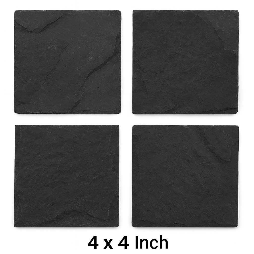 Black Slate Square Coasters Set of 4