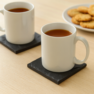 Black Slate Square Coasters Set of 4