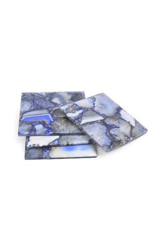 Blue Agate Coaster Set - Polished Edges