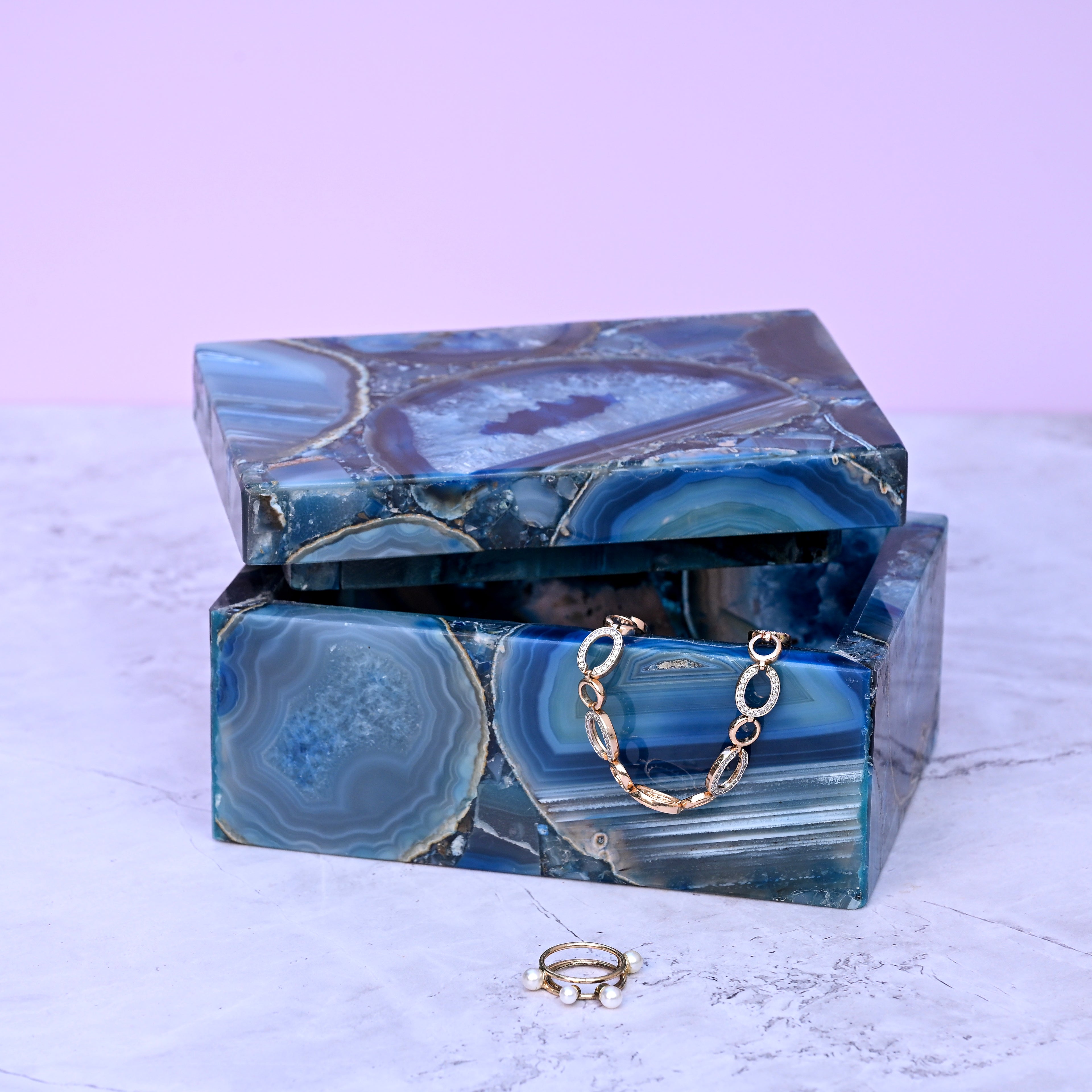 Blue Brazilian Agate Jewelry Box