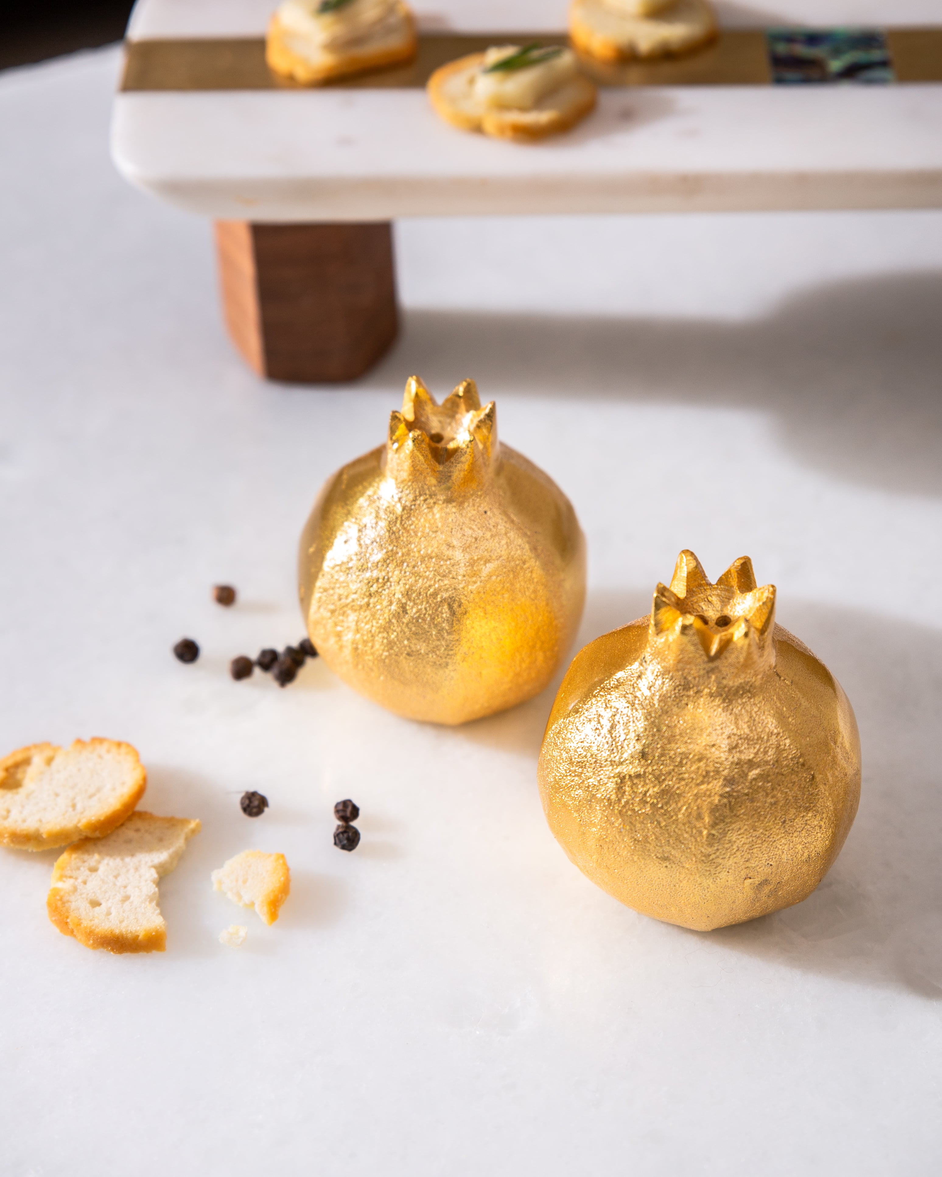 Brass Pomegranate Salt And Pepper Shaker Set