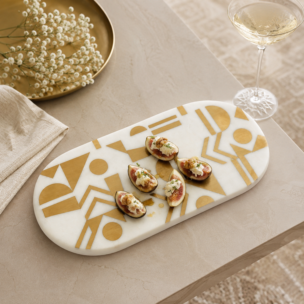 Geometric inlayed tray