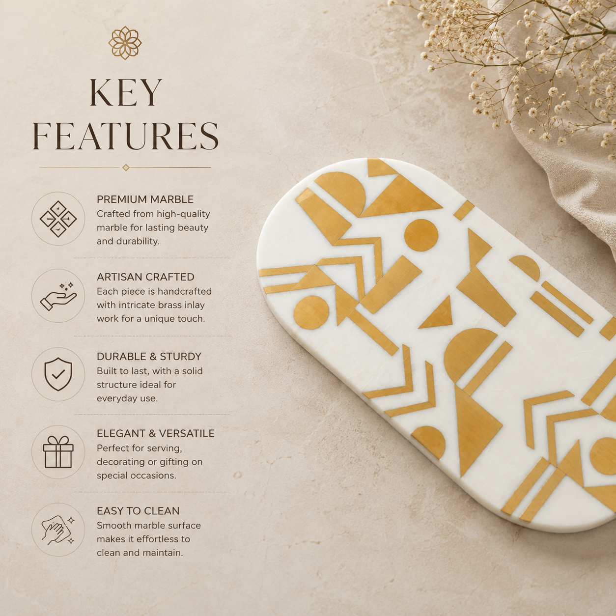 Geometric inlayed tray