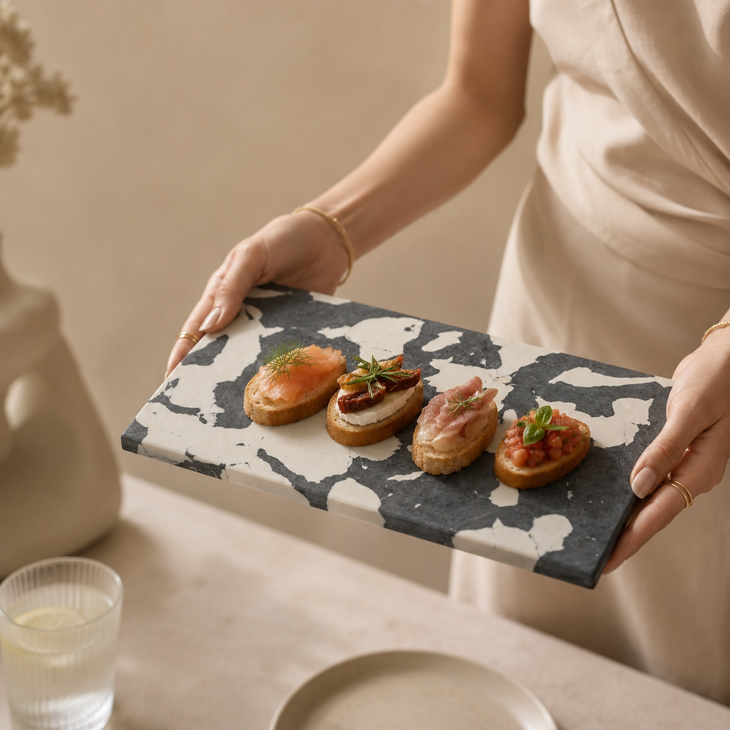 Swirl gray cheese board platter