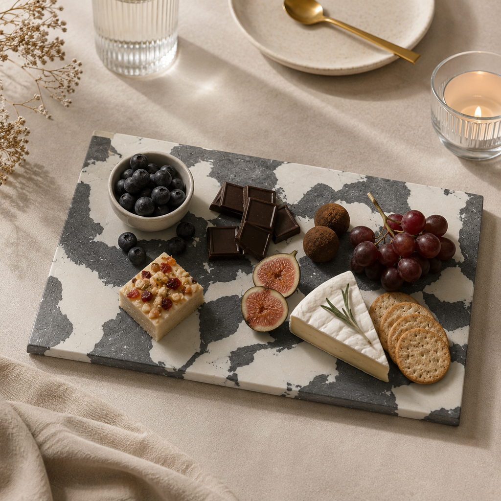 Swirl gray cheese board platter