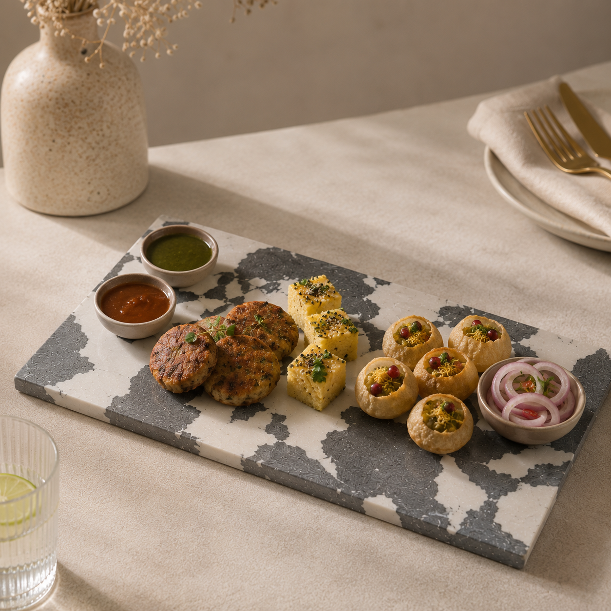 Swirl gray cheese board platter