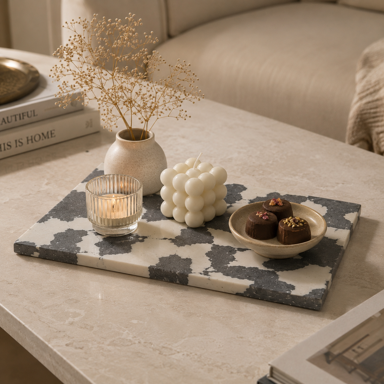 Swirl gray cheese board platter
