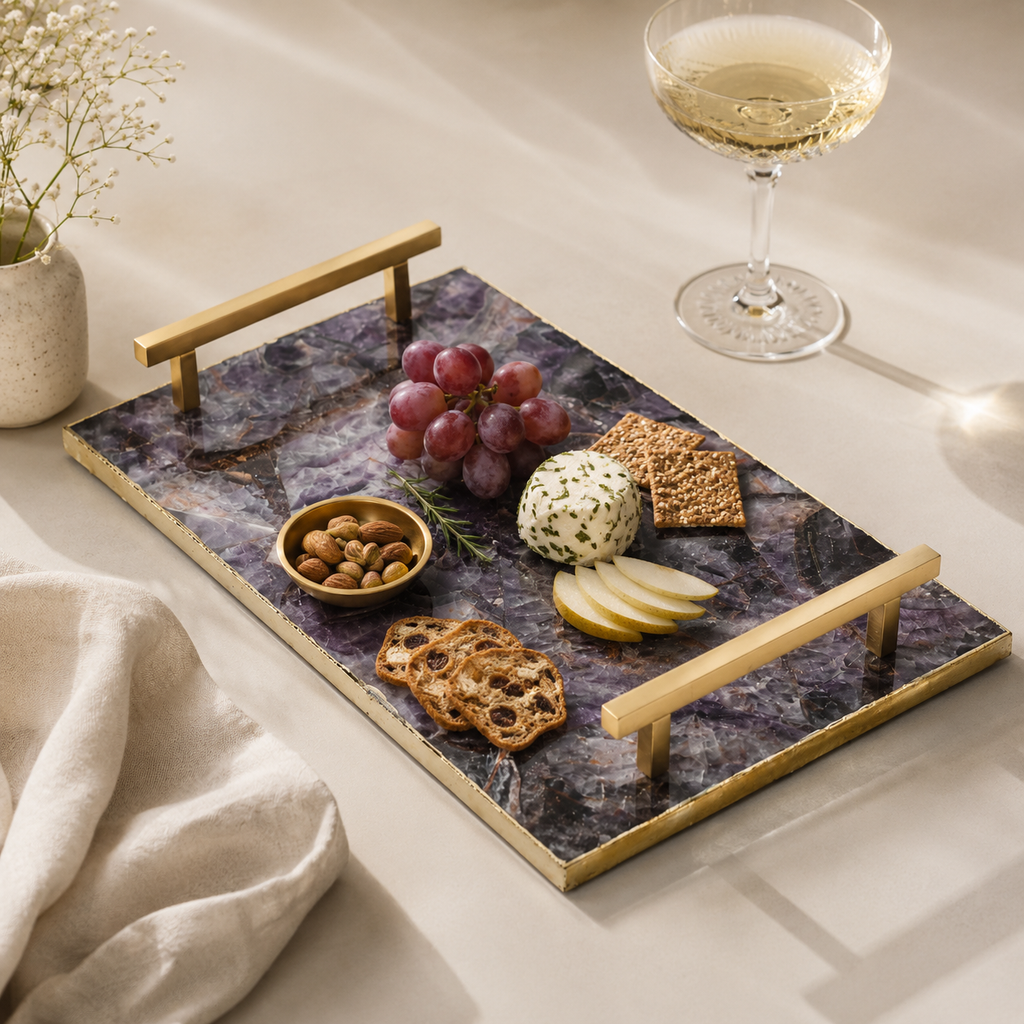 Amethyst composite tray with handle