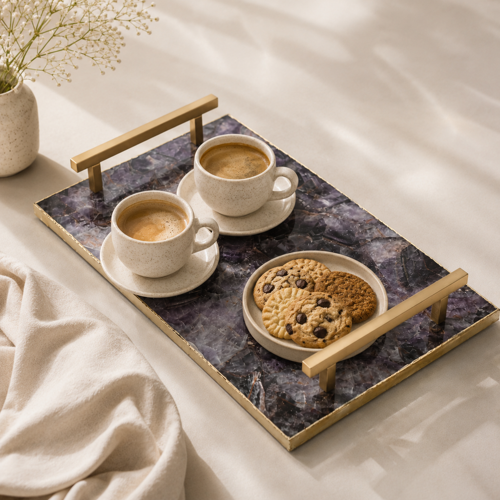 Amethyst composite tray with handle