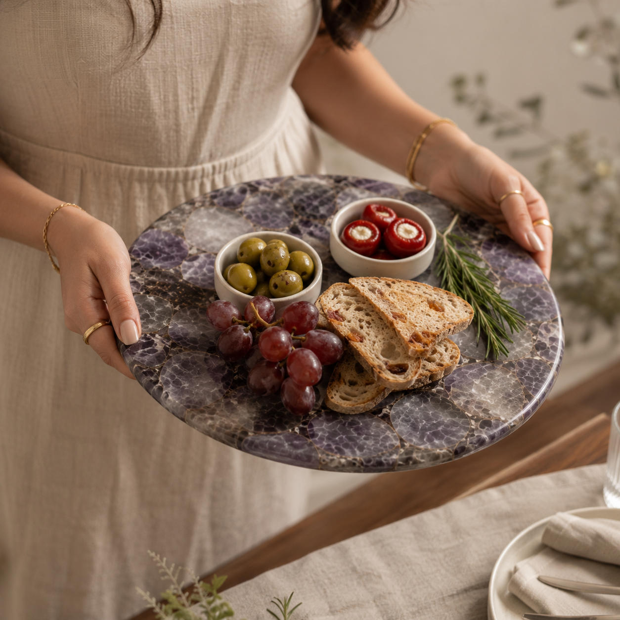 Amethyst platter- round