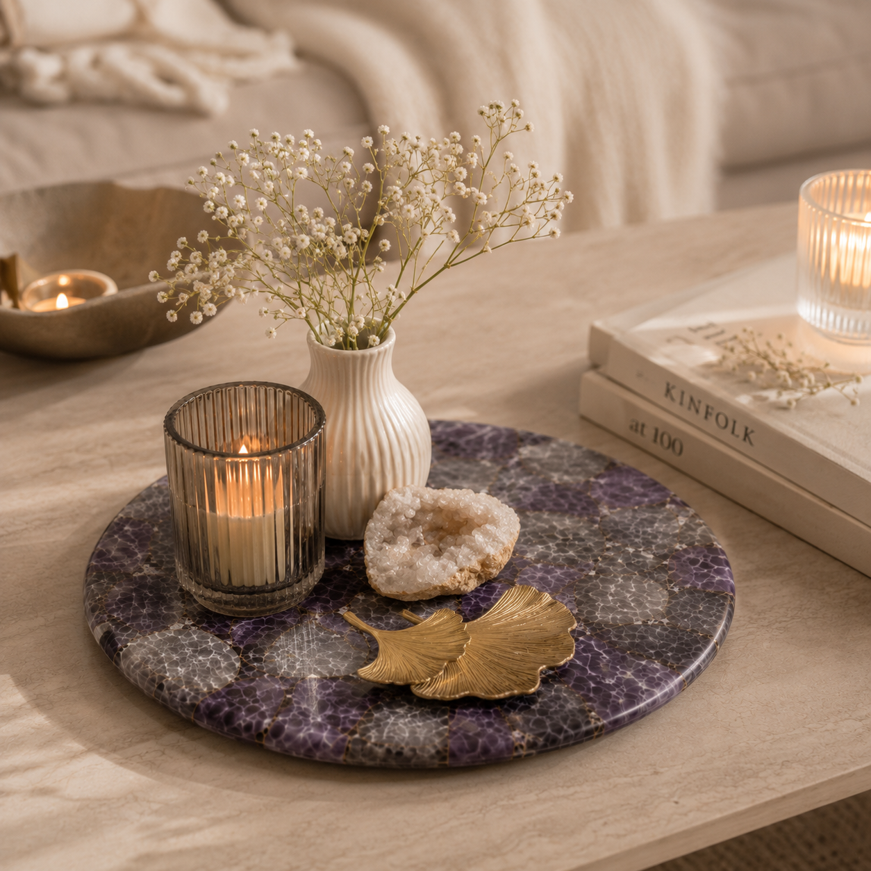 Amethyst platter- round