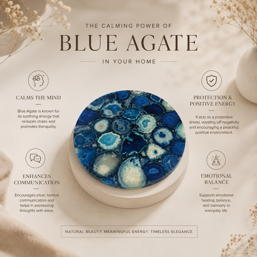 Blue agate platter- round