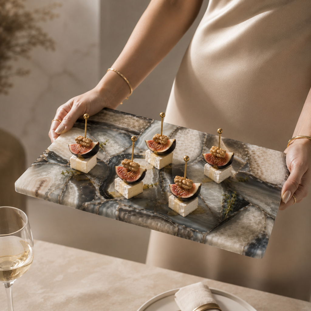 Composite agate platter- rectangle
