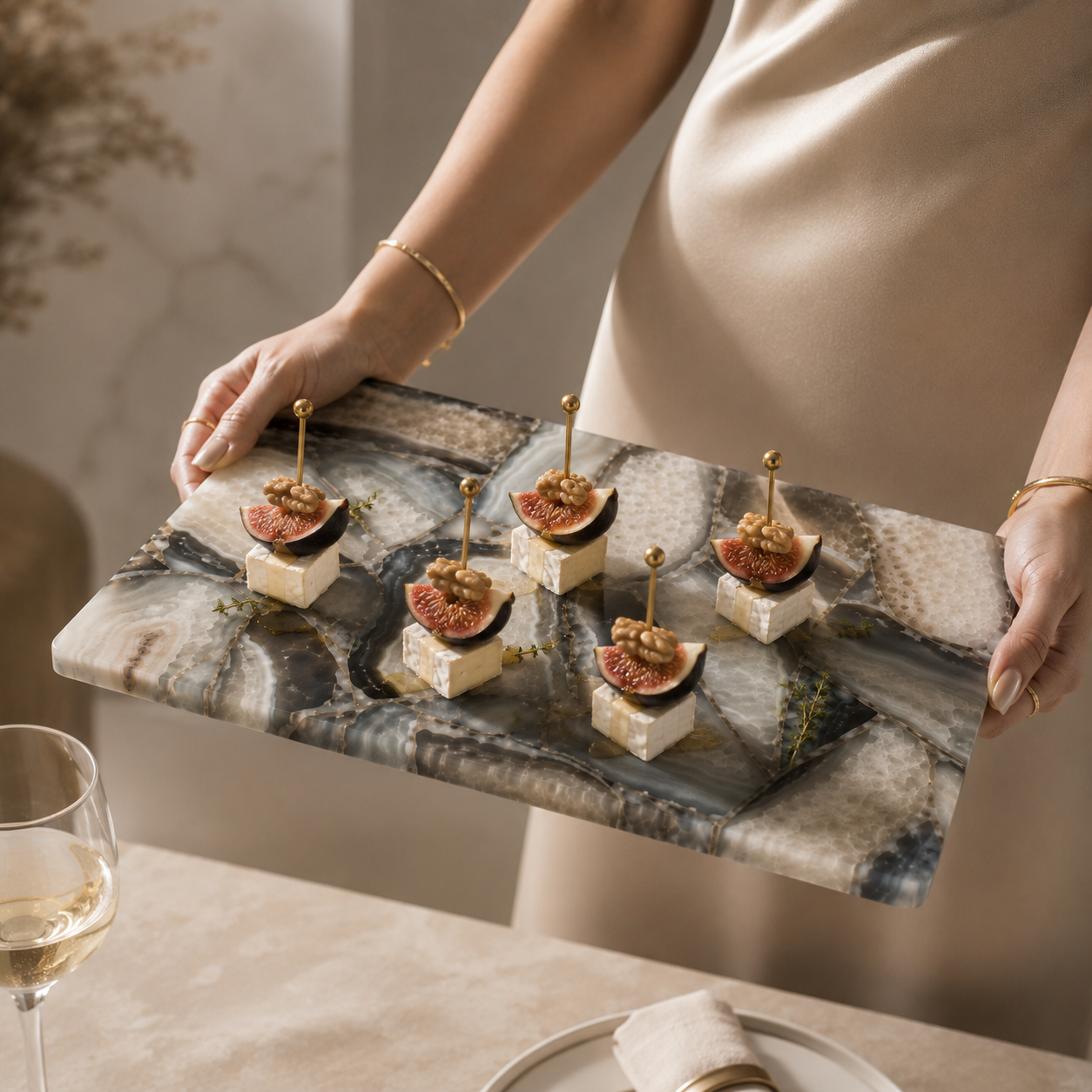 Composite agate platter- rectangle