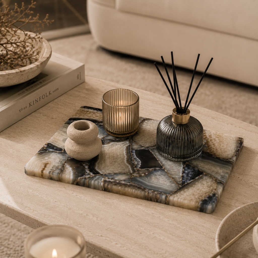 Composite agate platter- rectangle