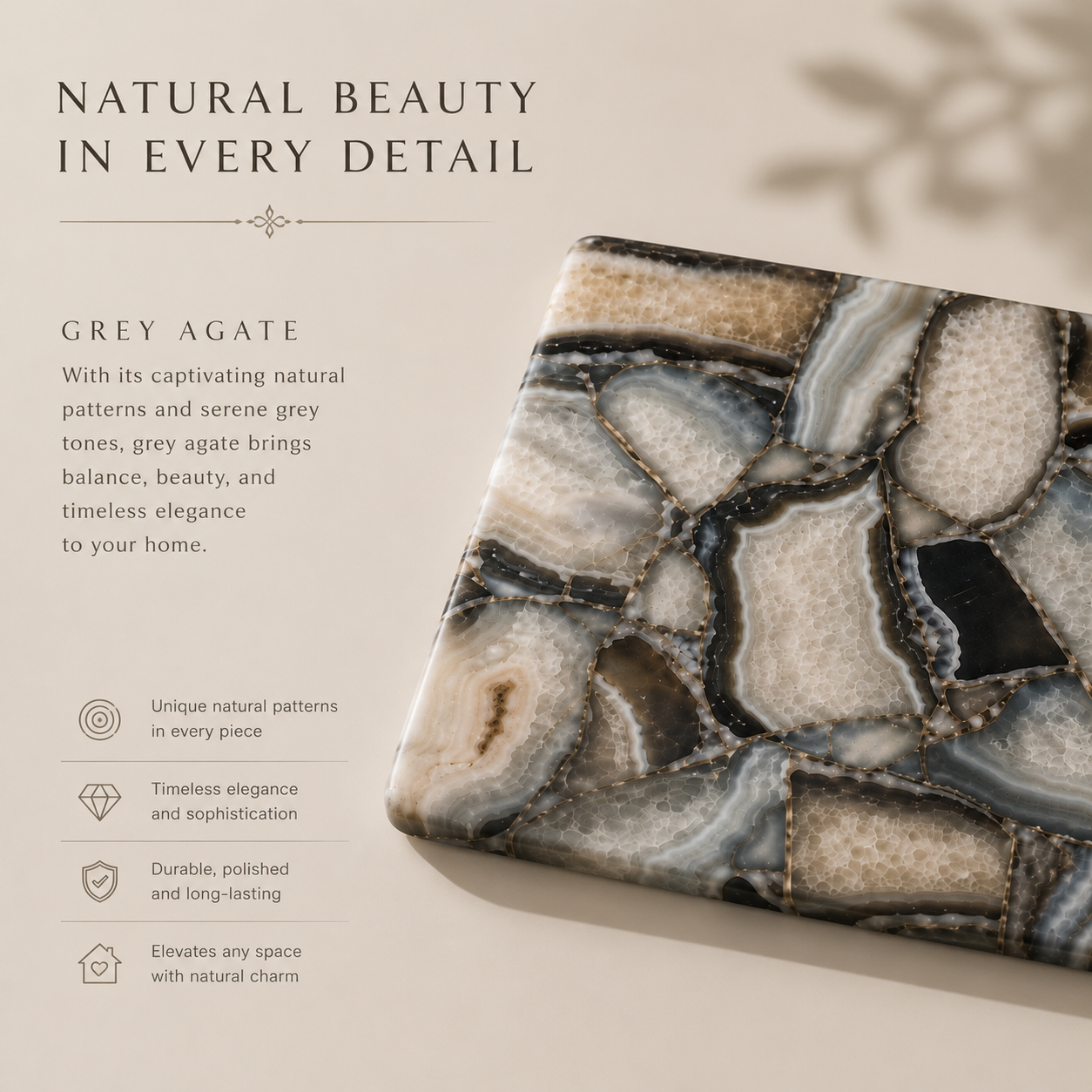 Composite agate platter- rectangle