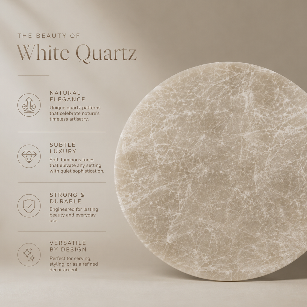 White quartz platter - round