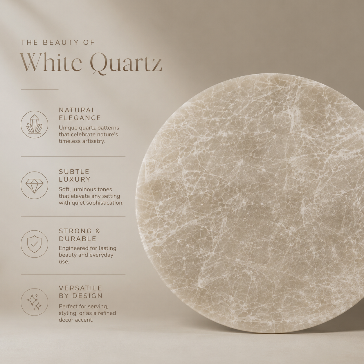 White quartz platter - round