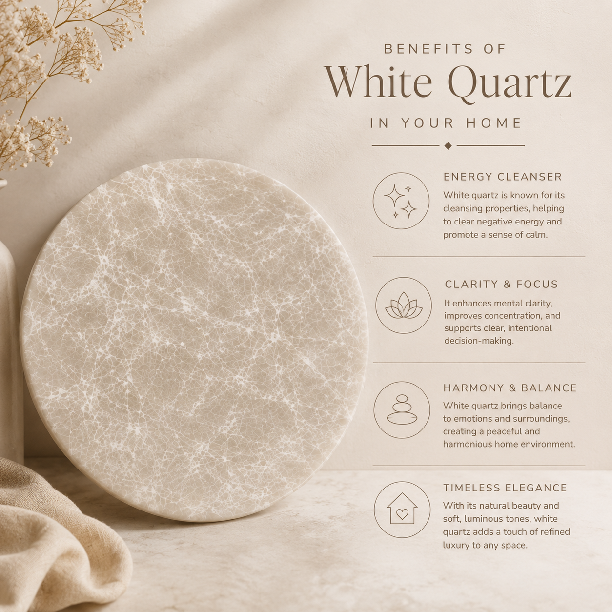 White quartz platter - round