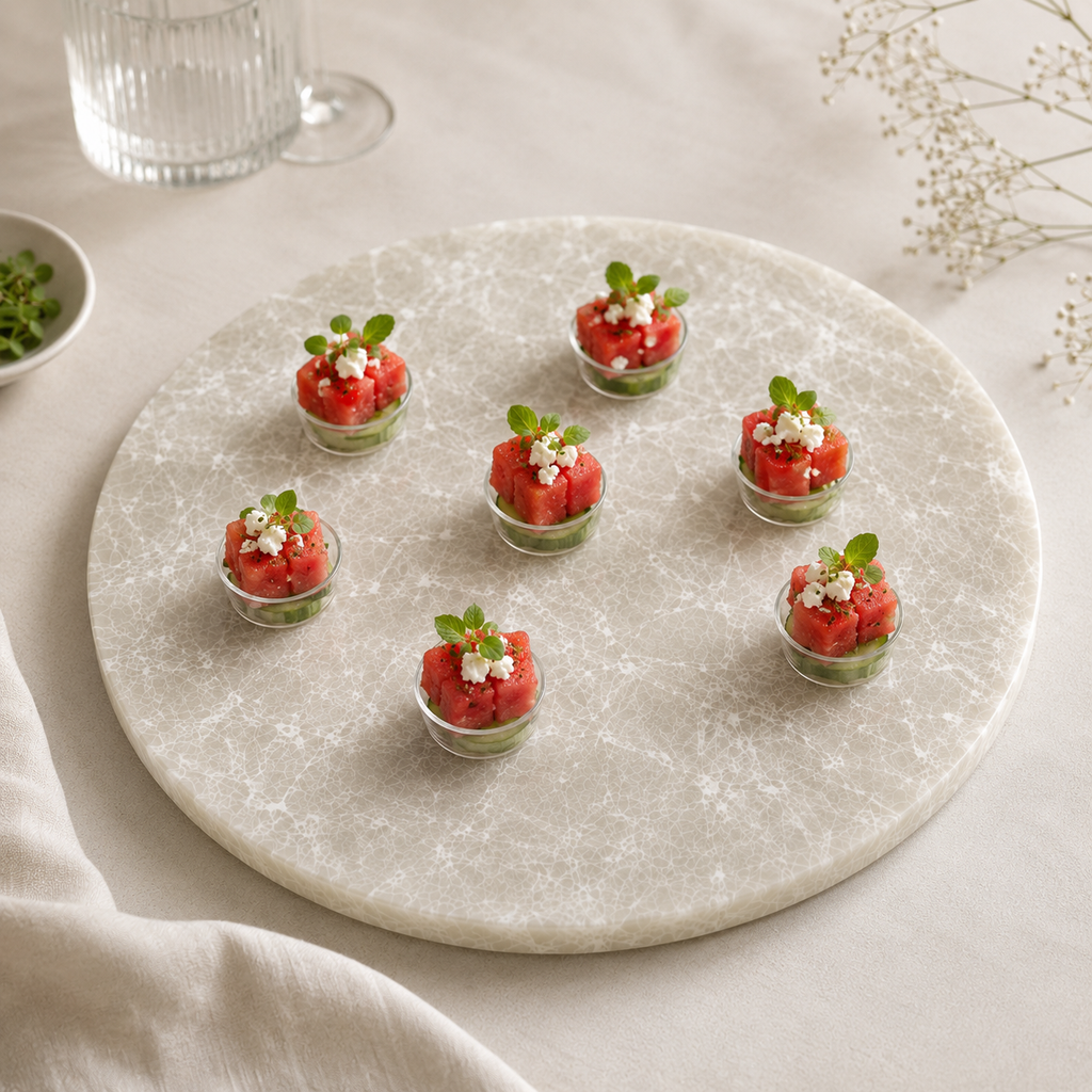 White quartz platter - round