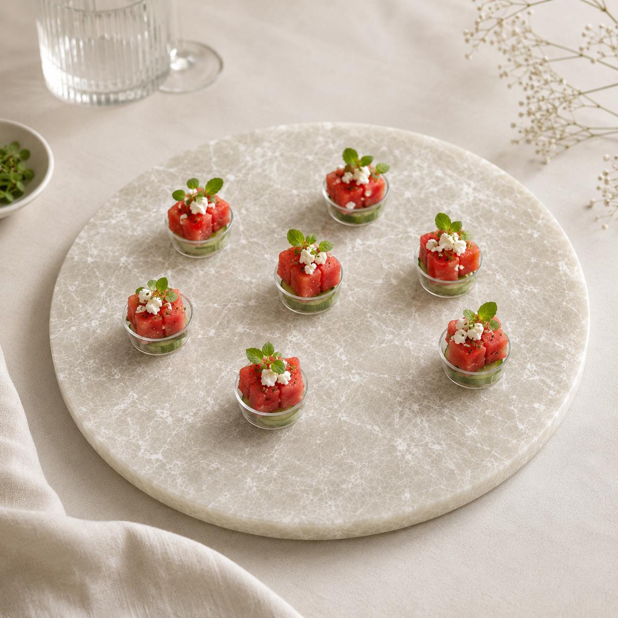 White quartz platter - round