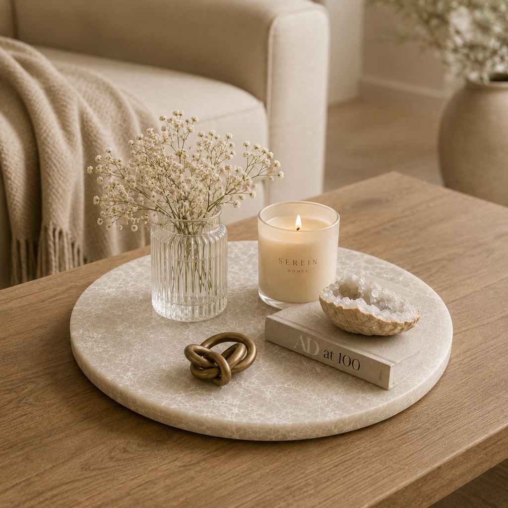 White quartz platter - round