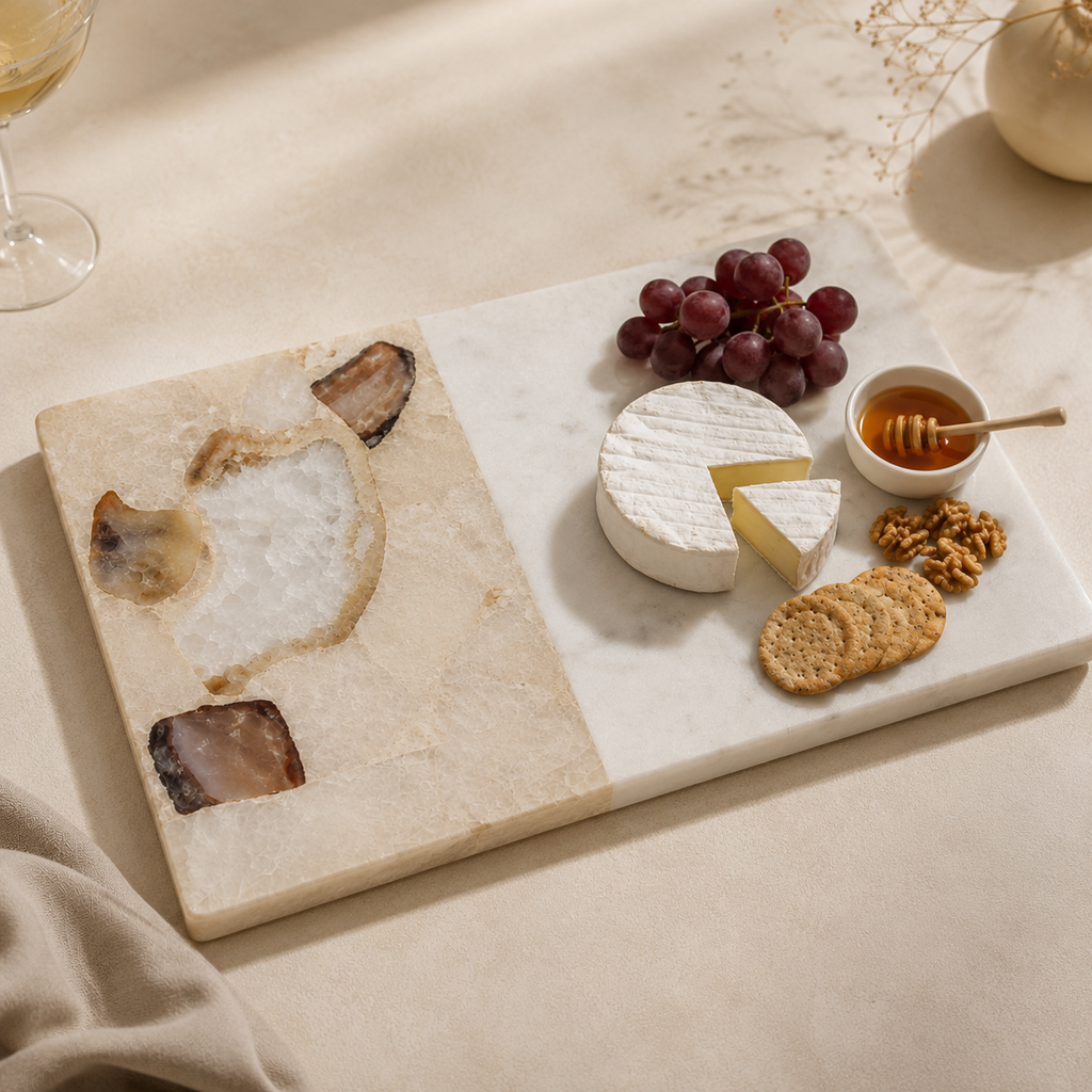 Agate in lay cheese board platter