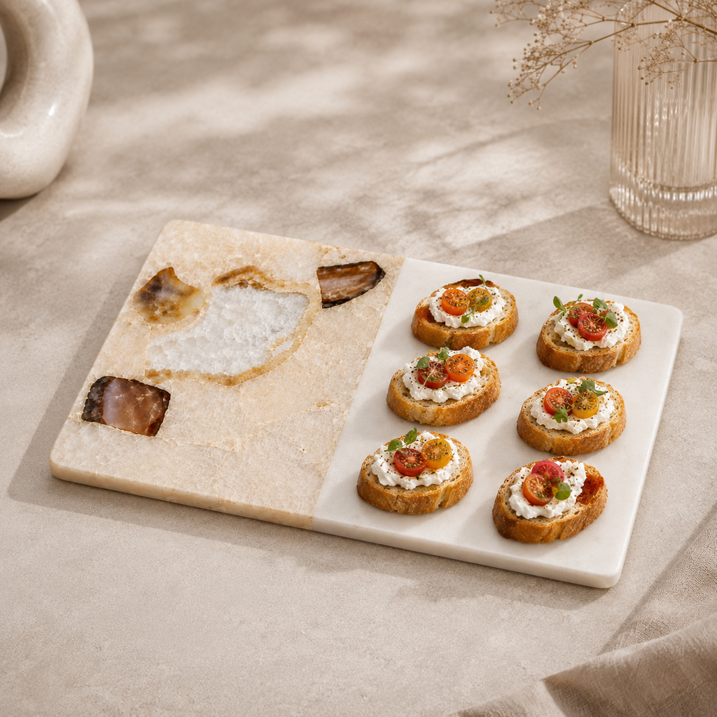 Agate in lay cheese board platter