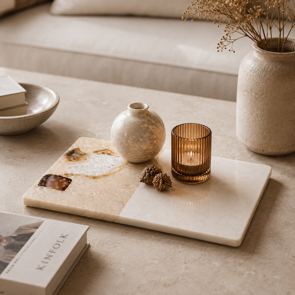 Agate in lay cheese board platter