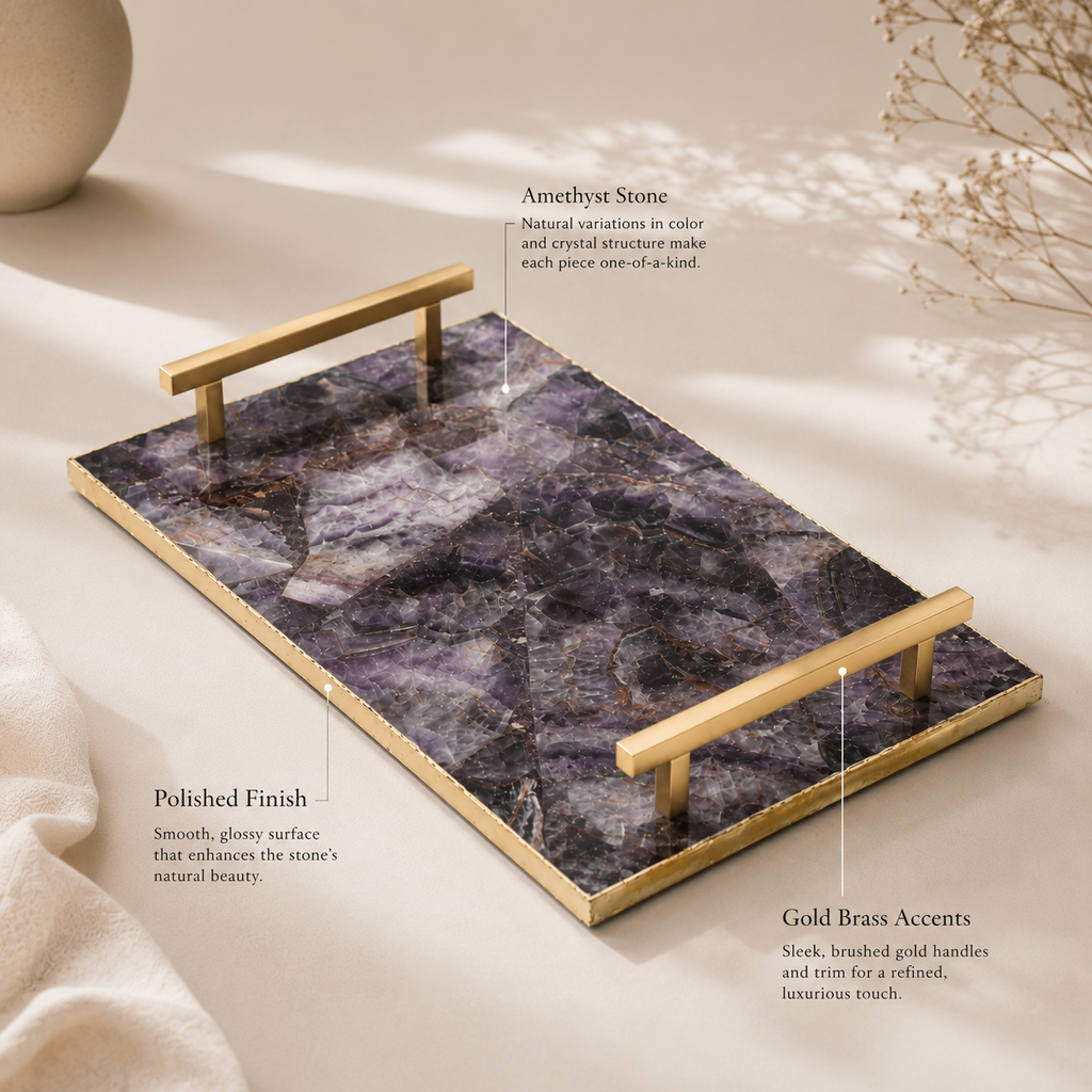 Amethyst composite tray with handle