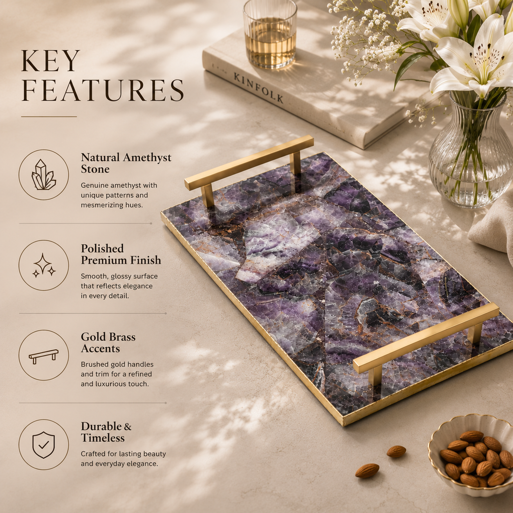 Amethyst composite tray with handle