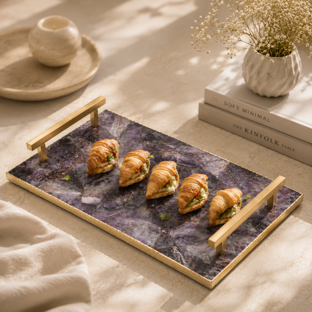 Amethyst composite tray with handle