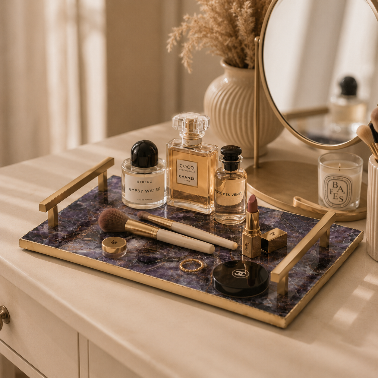 Amethyst composite tray with handle