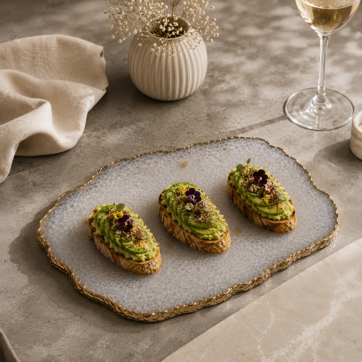 grey wild agate cheese board with  gold trims / silver trims/ rose gold trims