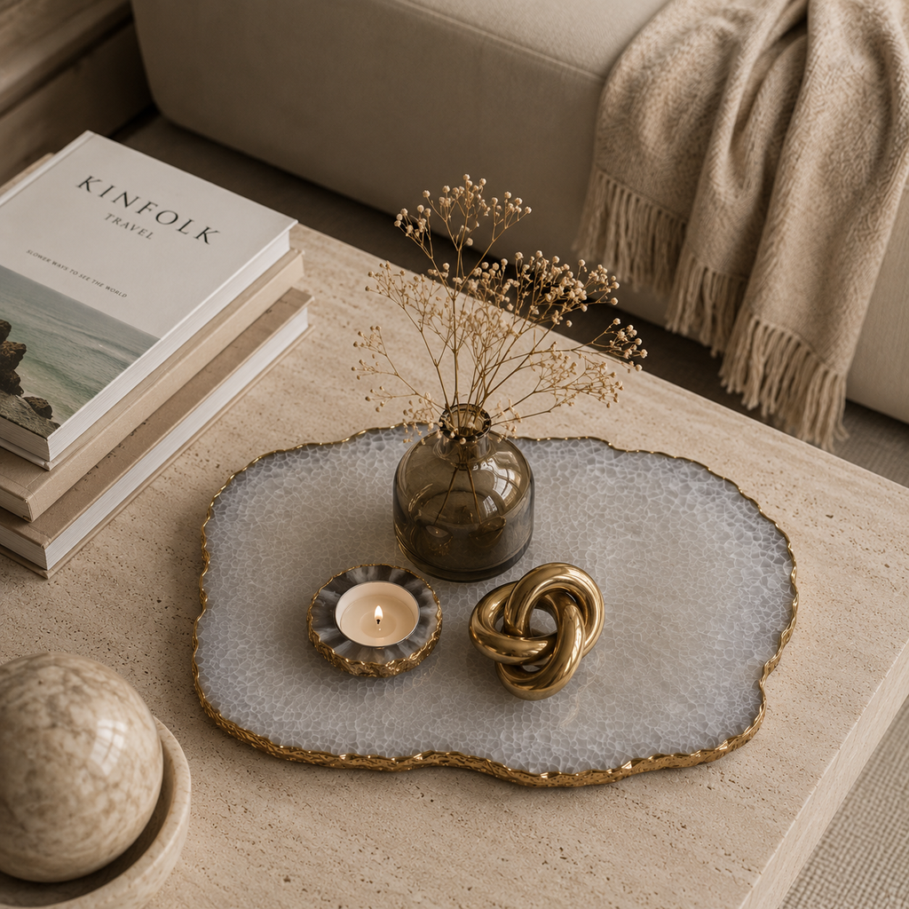 grey wild agate cheese board with  gold trims / silver trims/ rose gold trims
