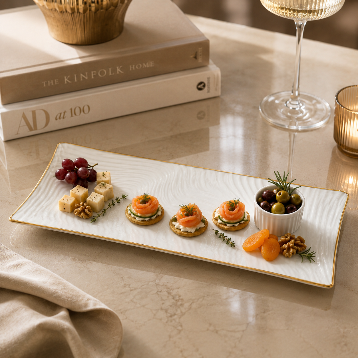 Wave platter matt white