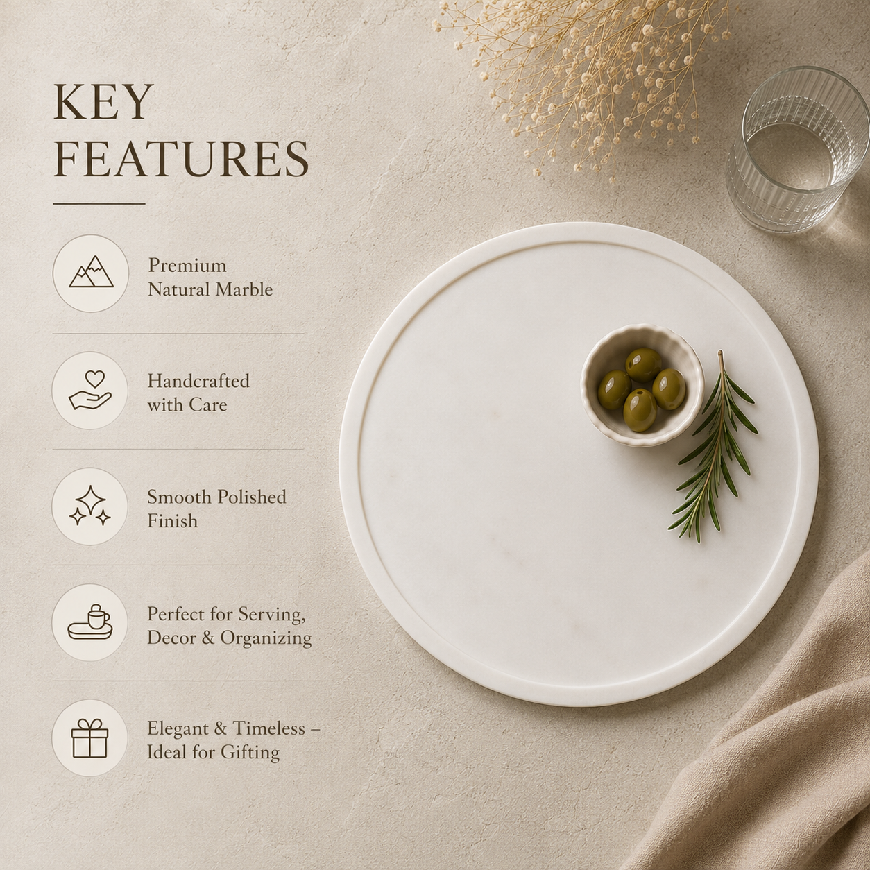 Marble Platter Round