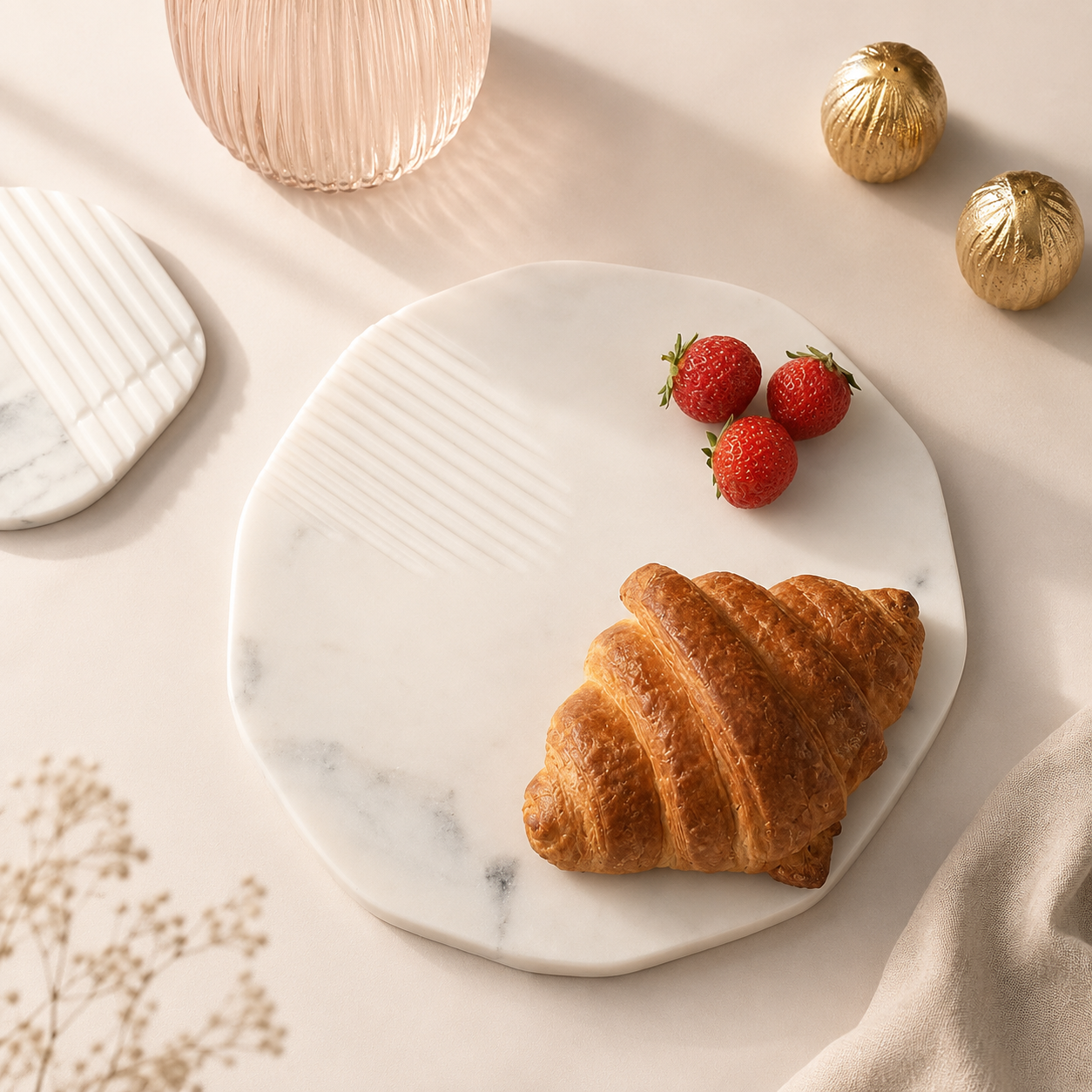 Linea White Marble Serving Platter