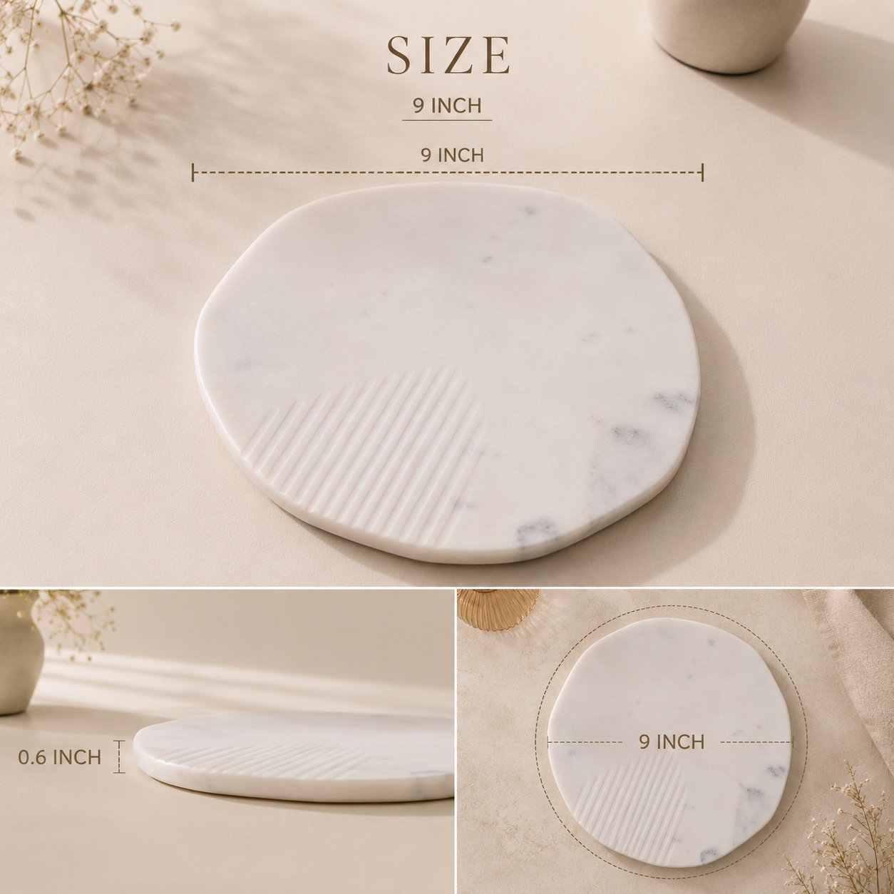 Linea White Marble Serving Platter
