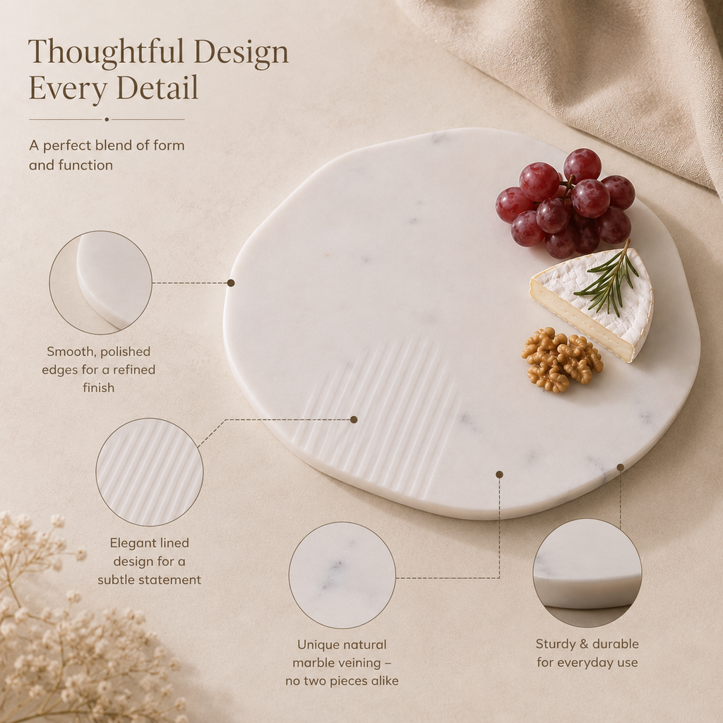 Linea White Marble Serving Platter