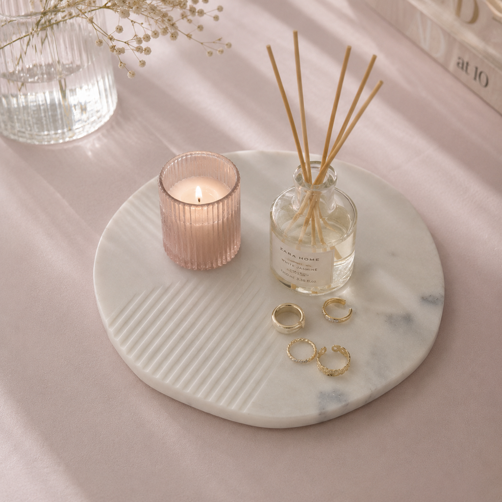 Linea White Marble Serving Platter