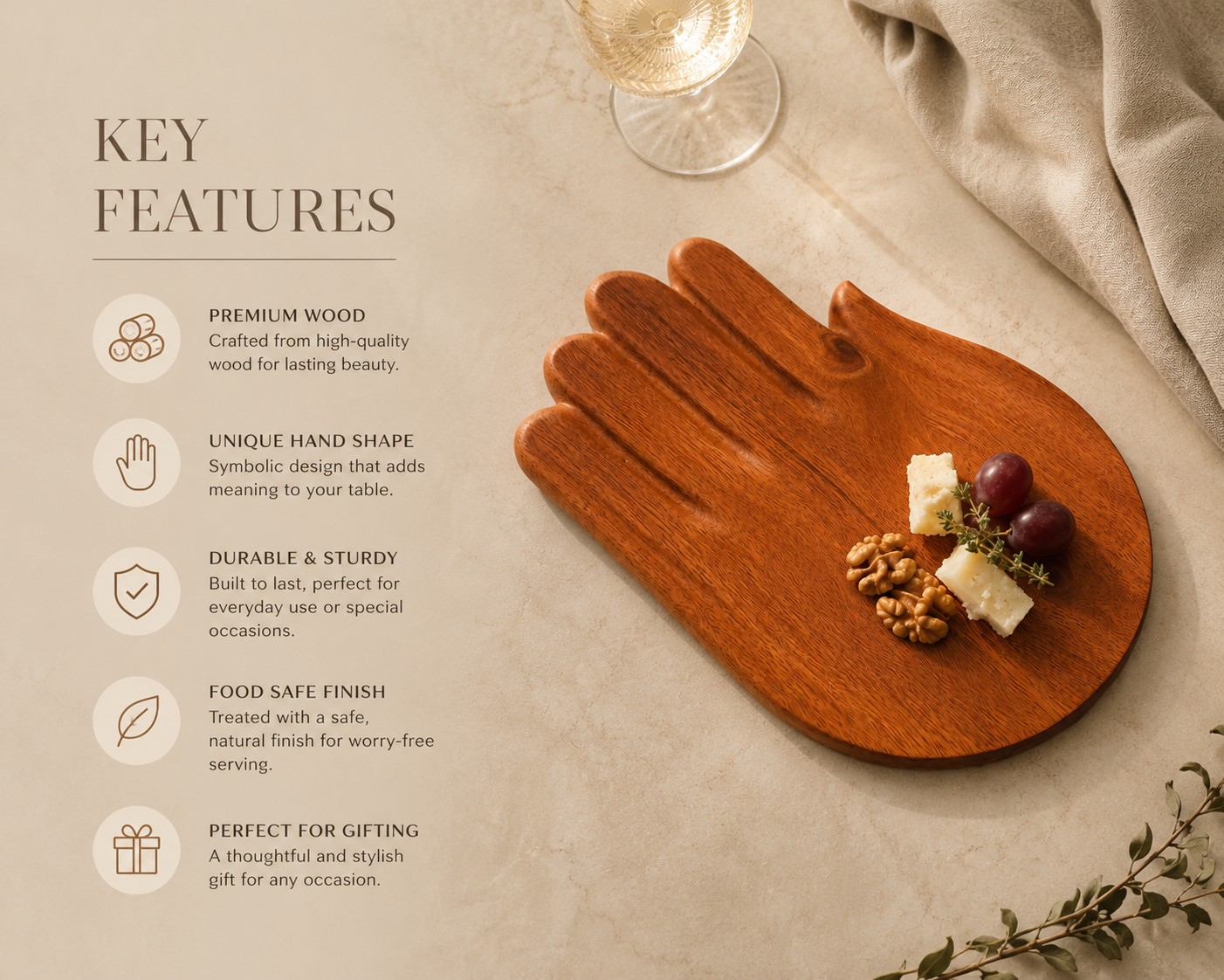 Hamsa Hand Serving Board