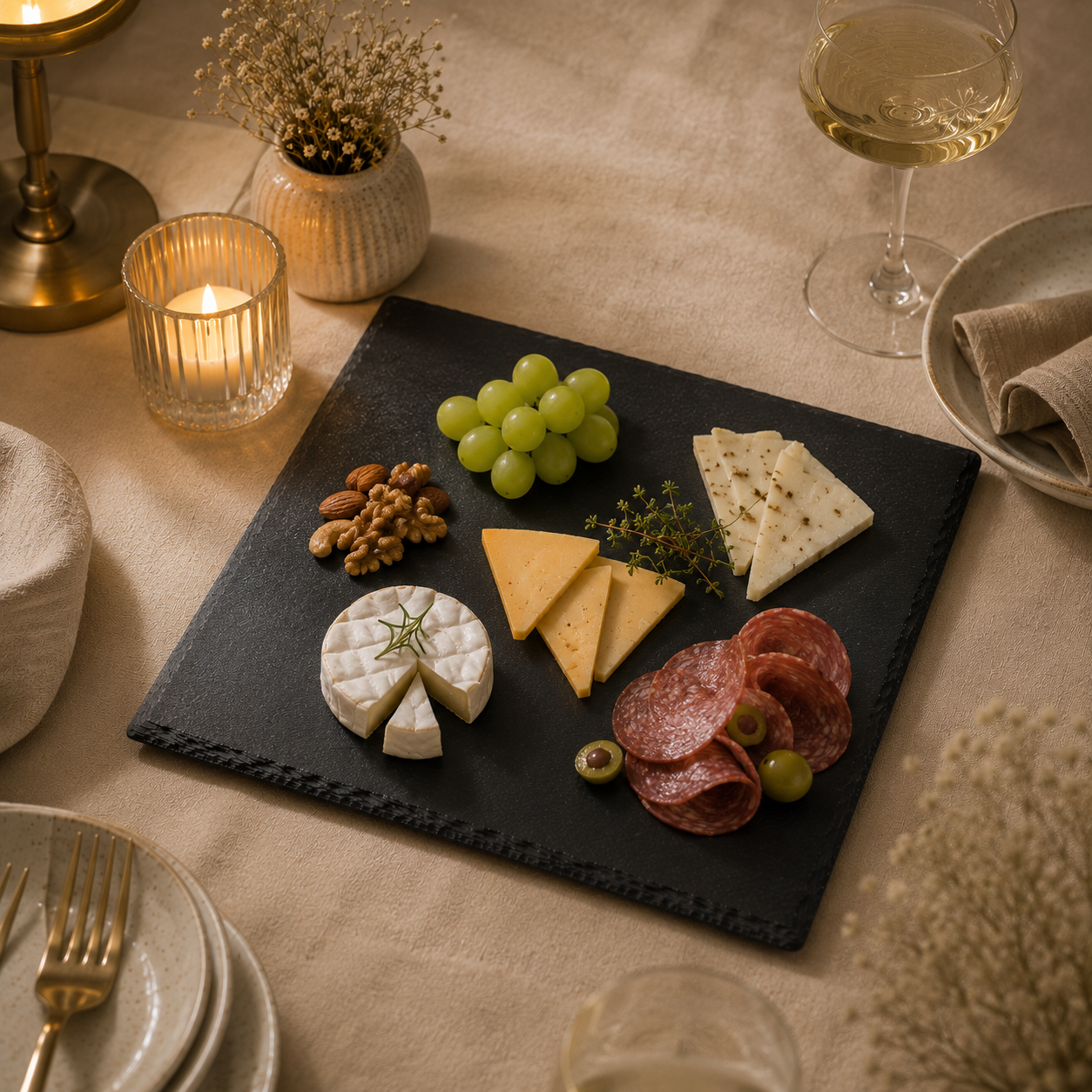 Noir Round Square Serving Platter
