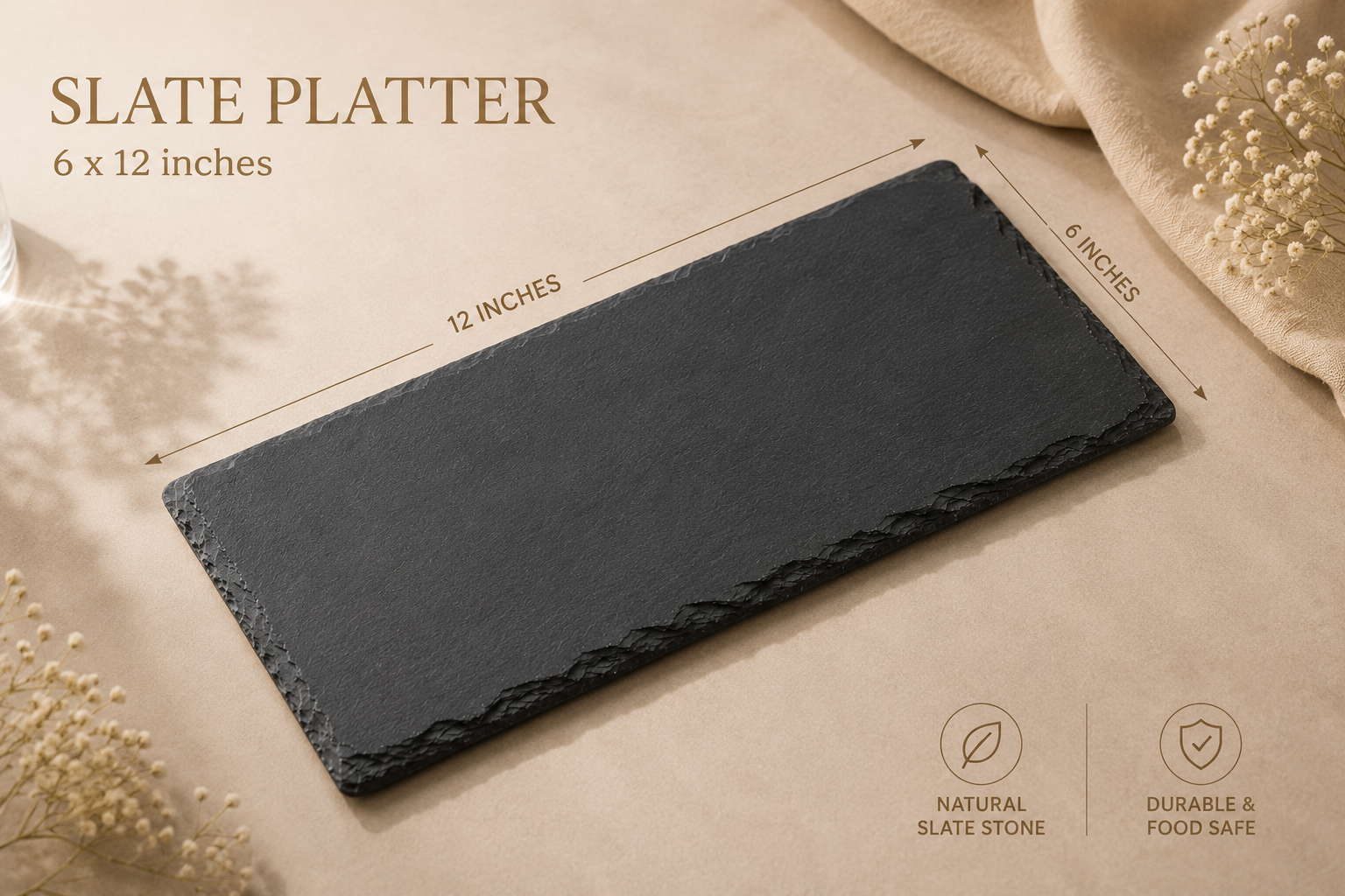 Noir Round Rectangle Serving Platter